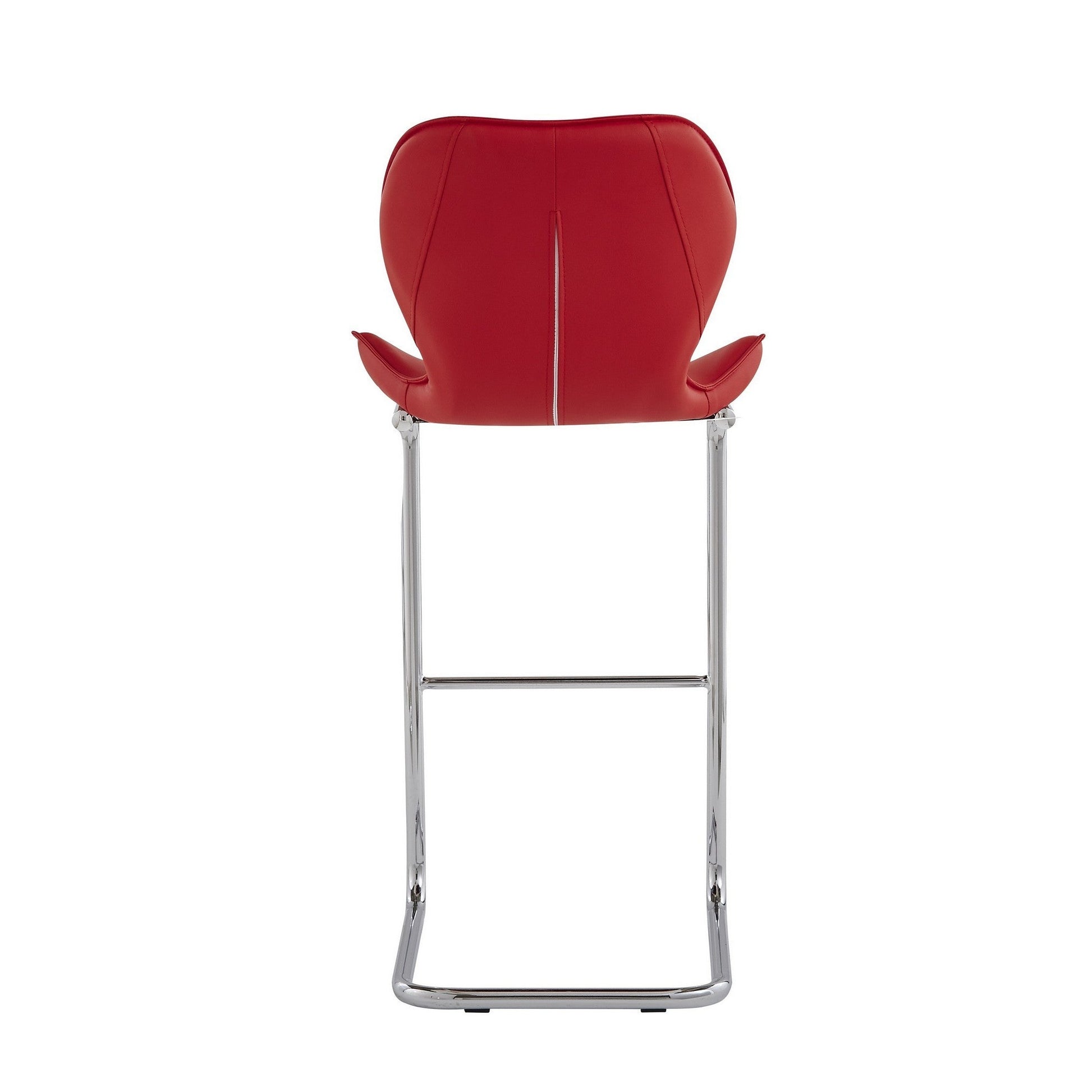HomeRoots Set of 4 Modern Red Barstools with Chrome Legs