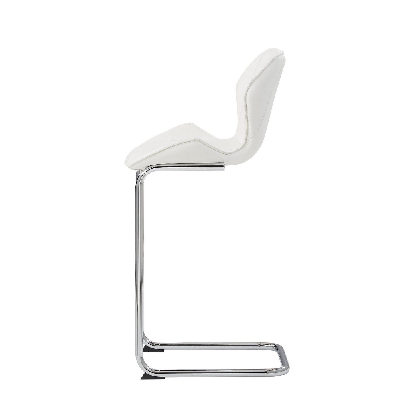 HomeRoots Set of 4 Modern White Barstools with Chrome Legs