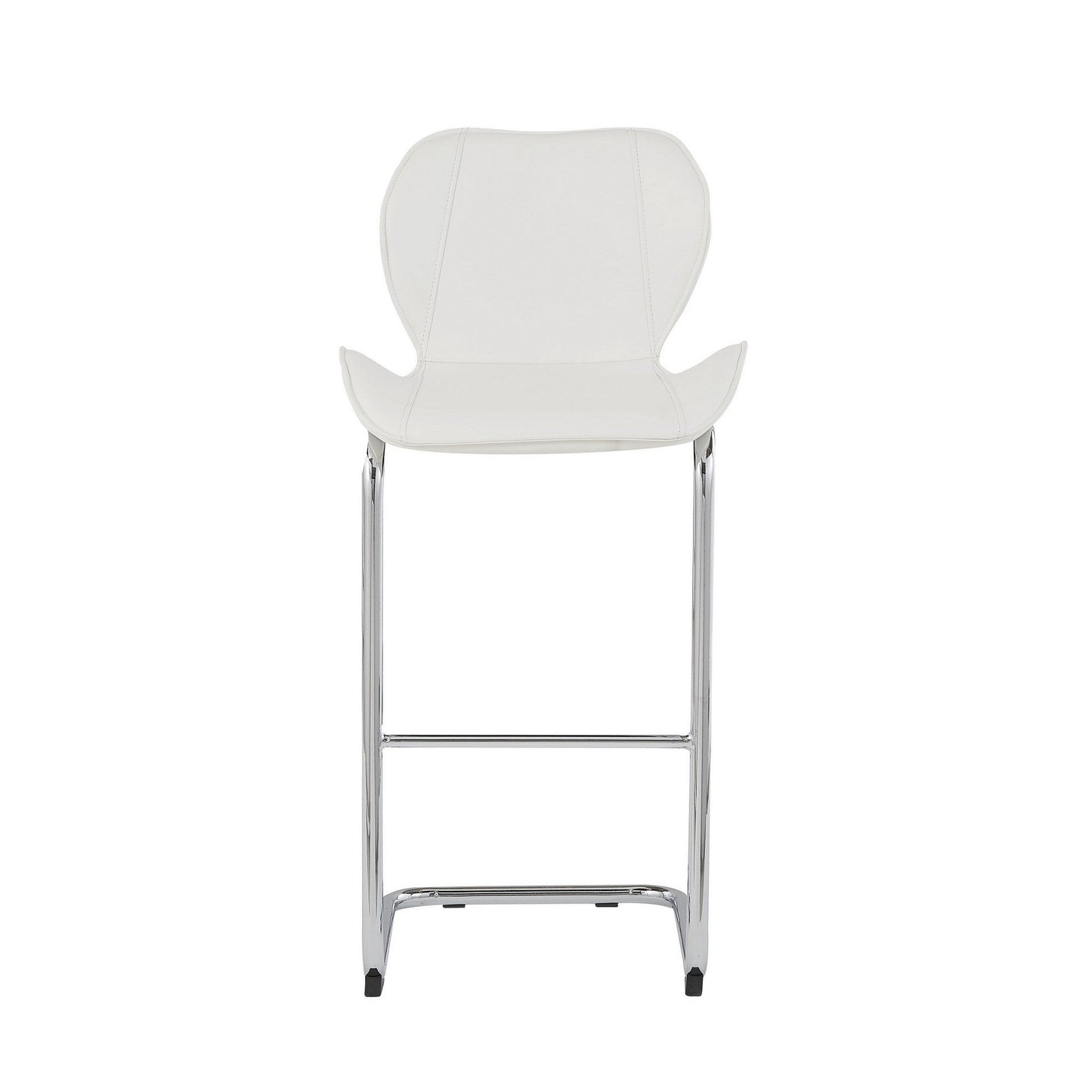 HomeRoots Set of 4 Modern White Barstools with Chrome Legs