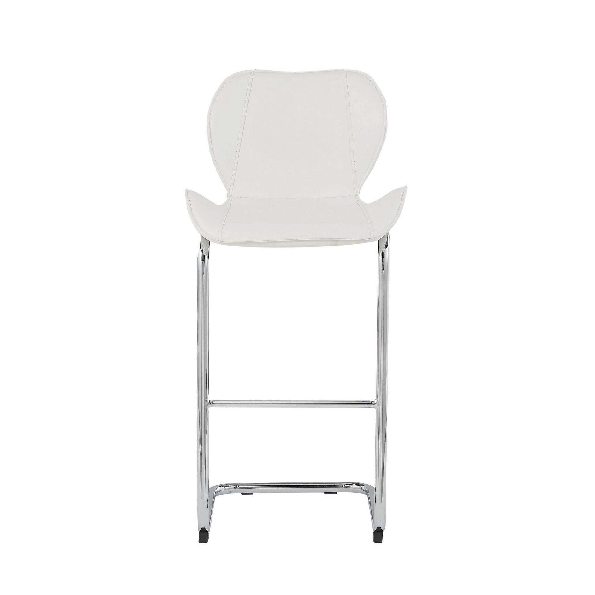 HomeRoots Set of 4 Modern White Barstools with Chrome Legs