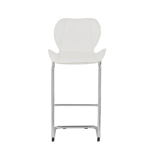 HomeRoots Set of 4 Modern White Barstools with Chrome Legs