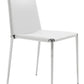 HomeRoots Set of 4 White Faux Leather And Steel Standard Stackable Dining or Accent Chairs