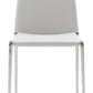 HomeRoots Set of 4 White Faux Leather And Steel Standard Stackable Dining or Accent Chairs