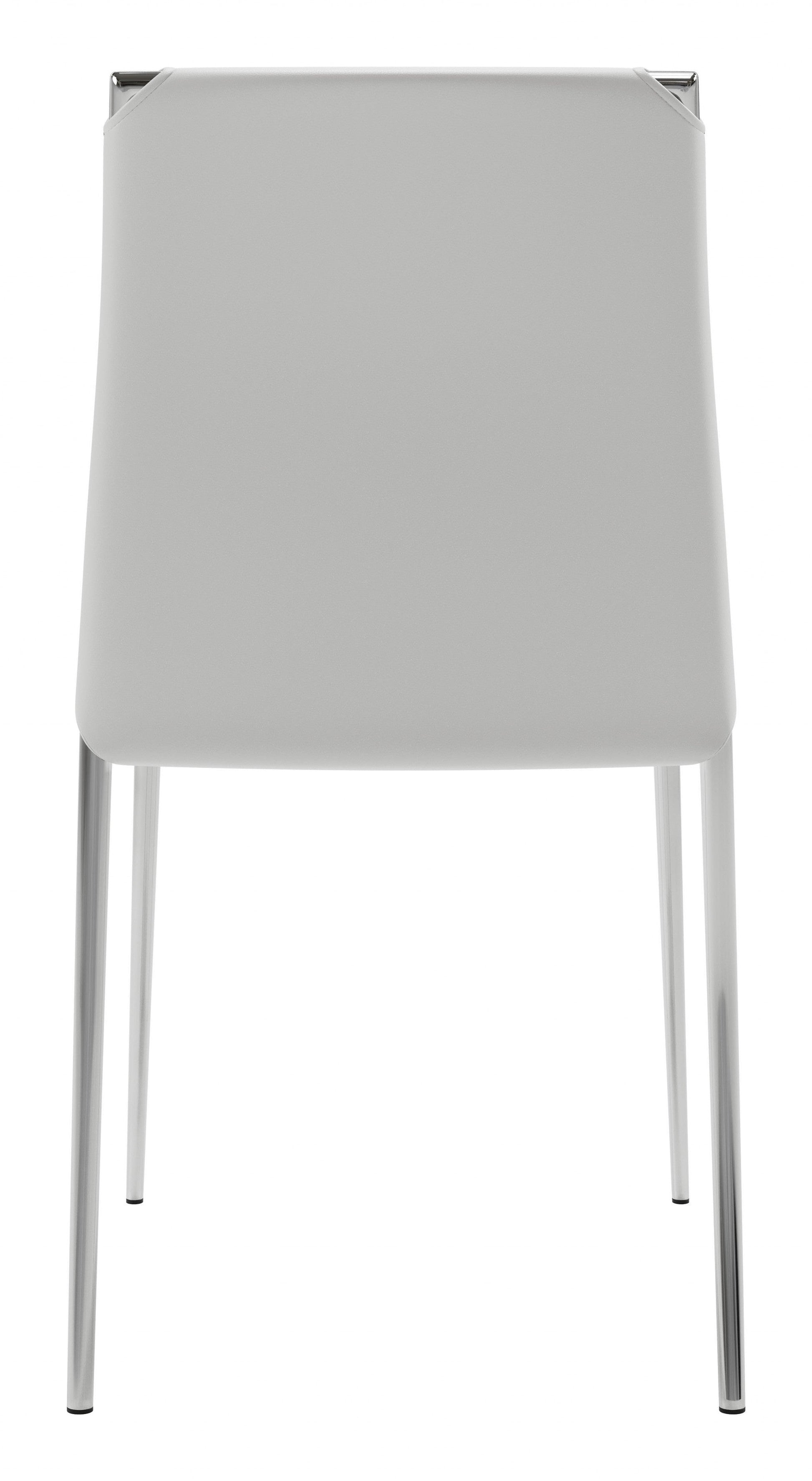 HomeRoots Set of 4 White Faux Leather And Steel Standard Stackable Dining or Accent Chairs