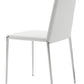 HomeRoots Set of 4 White Faux Leather And Steel Standard Stackable Dining or Accent Chairs