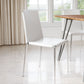 HomeRoots Set of 4 White Faux Leather And Steel Standard Stackable Dining or Accent Chairs