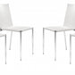 HomeRoots Set of 4 White Faux Leather And Steel Standard Stackable Dining or Accent Chairs