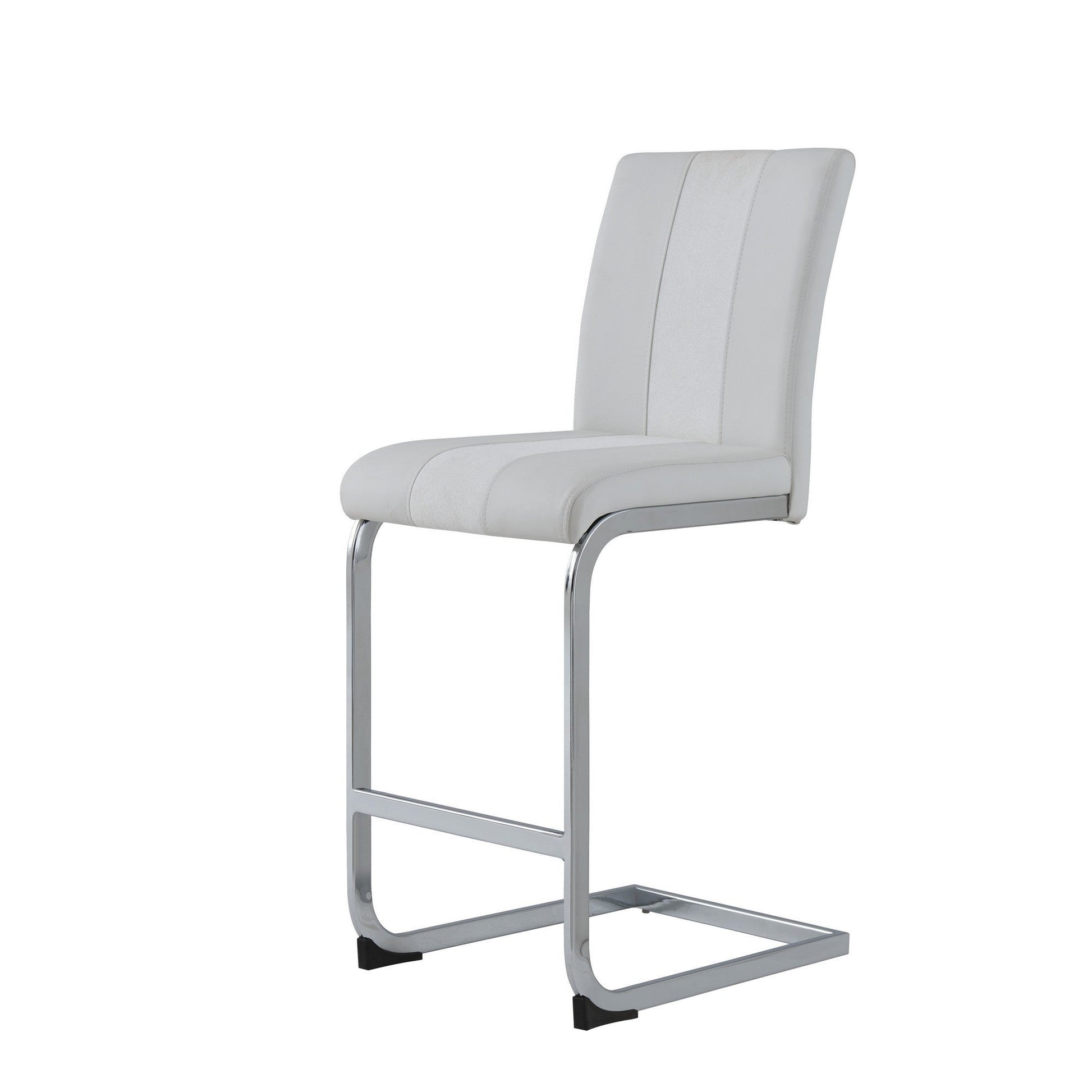 HomeRoots Set of 4 White Two tone Barstools with Silver Tone Metal Base
