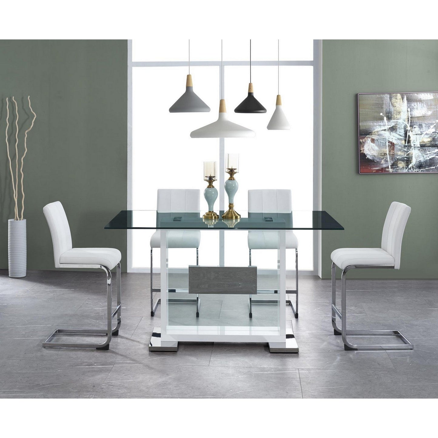 HomeRoots Set of 4 White Two tone Barstools with Silver Tone Metal Base
