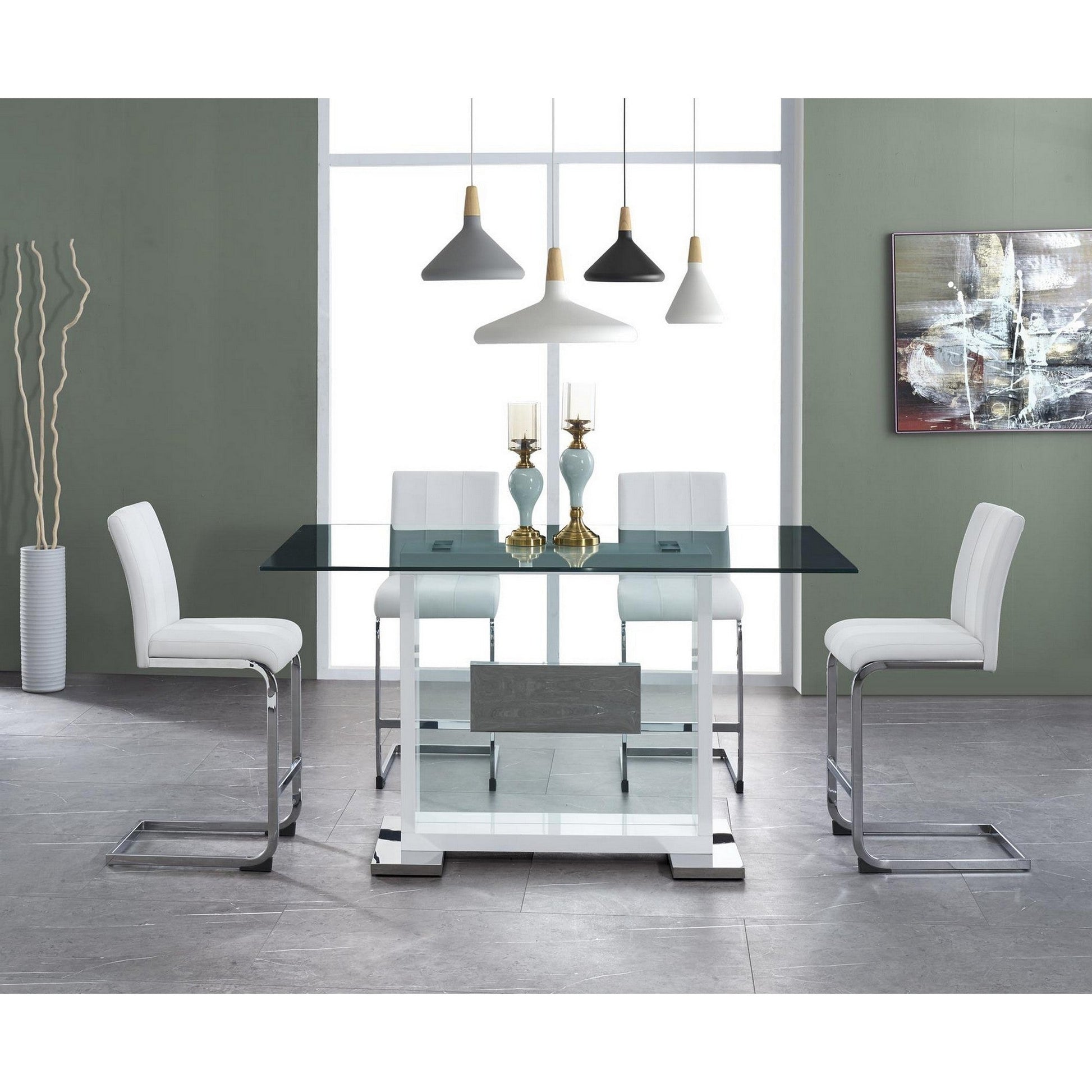 HomeRoots Set of 4 White Two tone Barstools with Silver Tone Metal Base