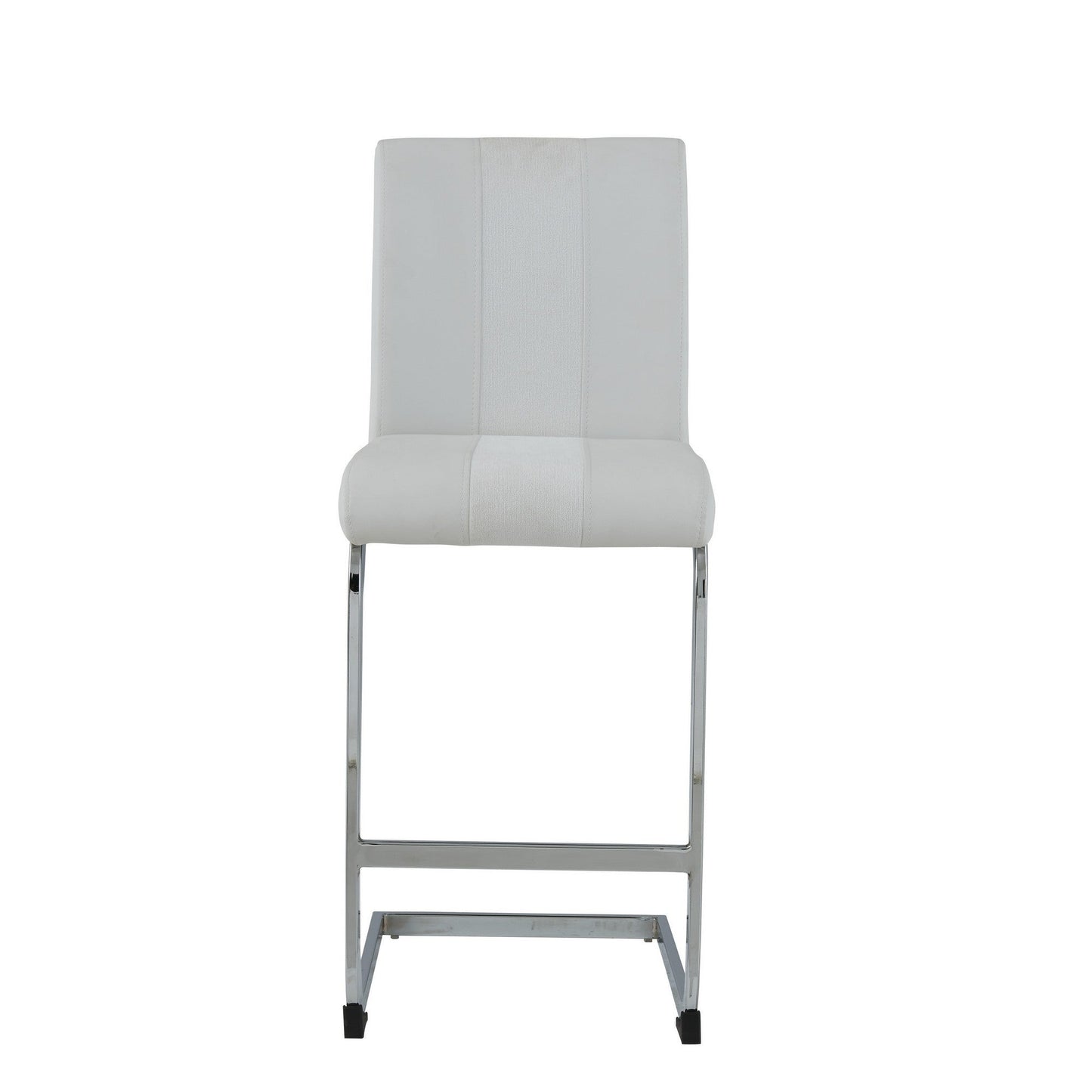 HomeRoots Set of 4 White Two tone Barstools with Silver Tone Metal Base