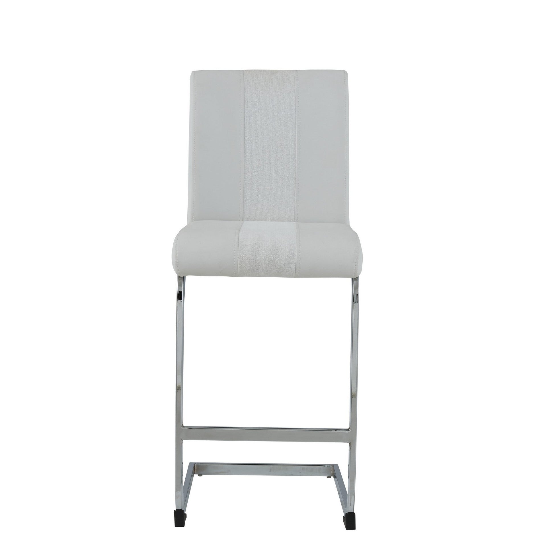 HomeRoots Set of 4 White Two tone Barstools with Silver Tone Metal Base