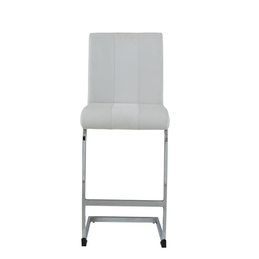 HomeRoots Set of 4 White Two tone Barstools with Silver Tone Metal Base