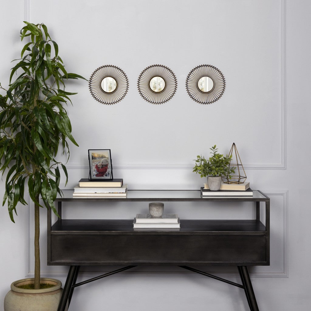 HomeRoots Set of Three Gold Wall Mirrors