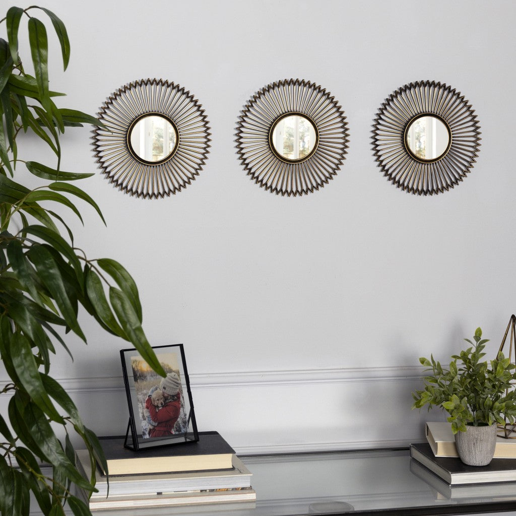 HomeRoots Set of Three Gold Wall Mirrors