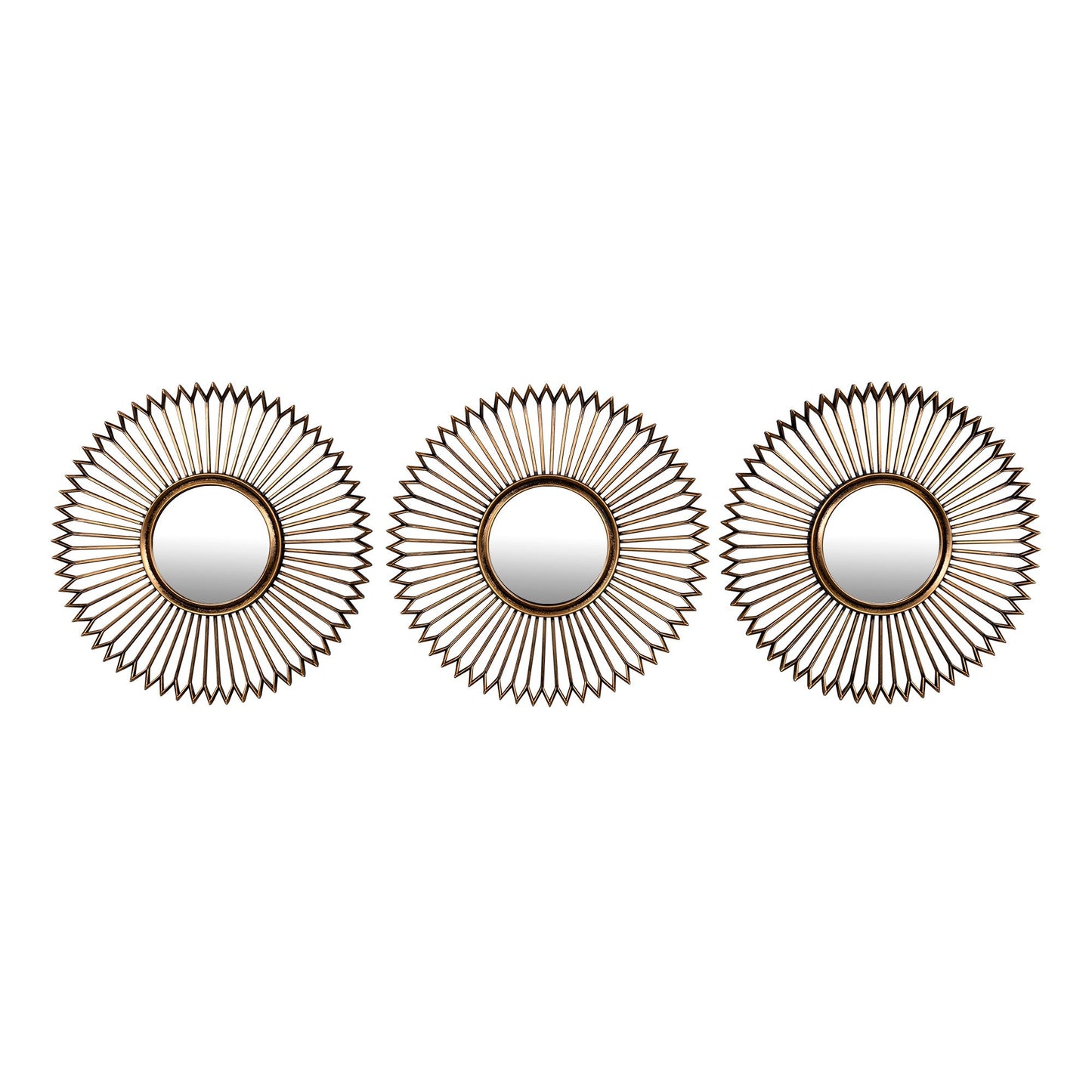 HomeRoots Set of Three Gold Wall Mirrors