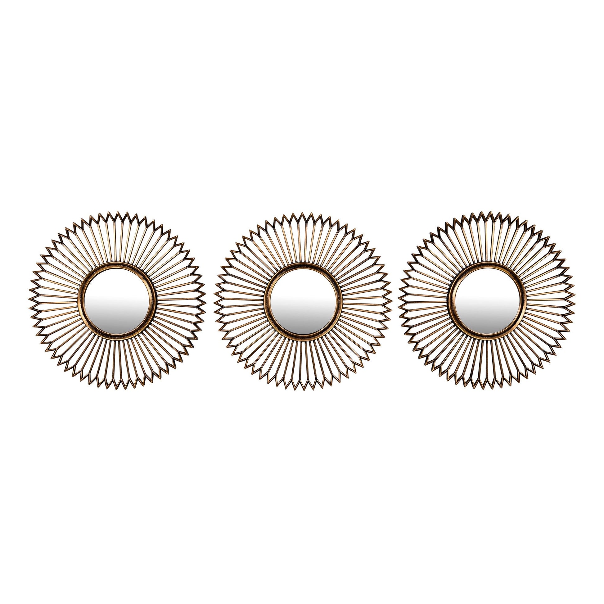 HomeRoots Set of Three Gold Wall Mirrors