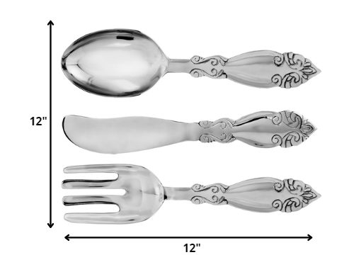 HomeRoots Set of Three Silver Cutlery Wall Art