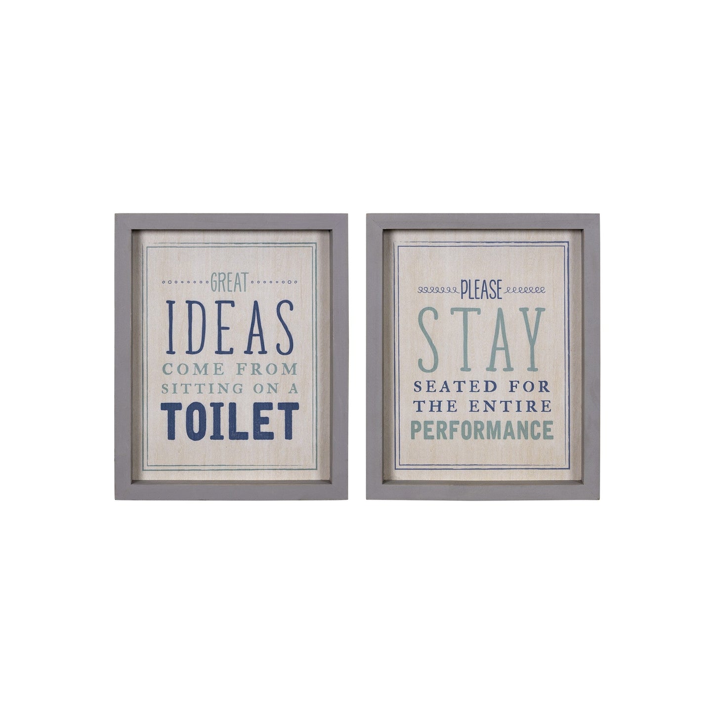 HomeRoots Set of Two Bathroom Themed Wall Art