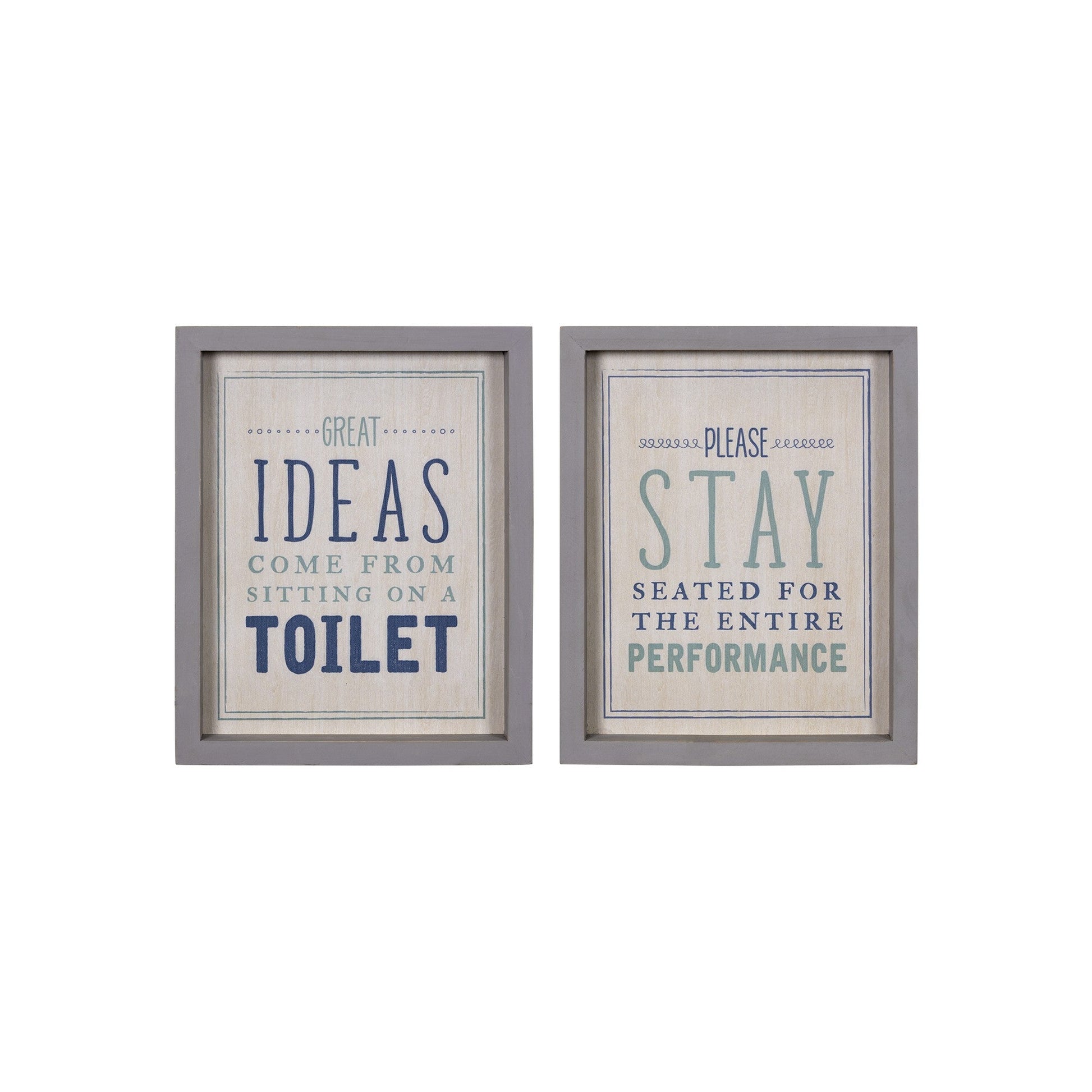 HomeRoots Set of Two Bathroom Themed Wall Art