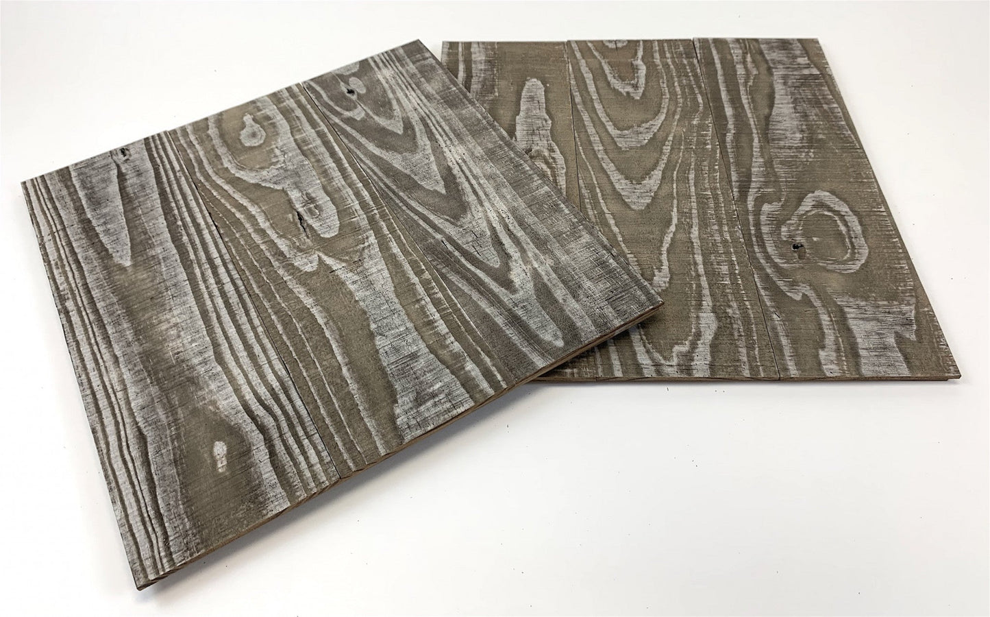 HomeRoots Set of Two Greywash and Natural Wood Wall Art Hanging Panels