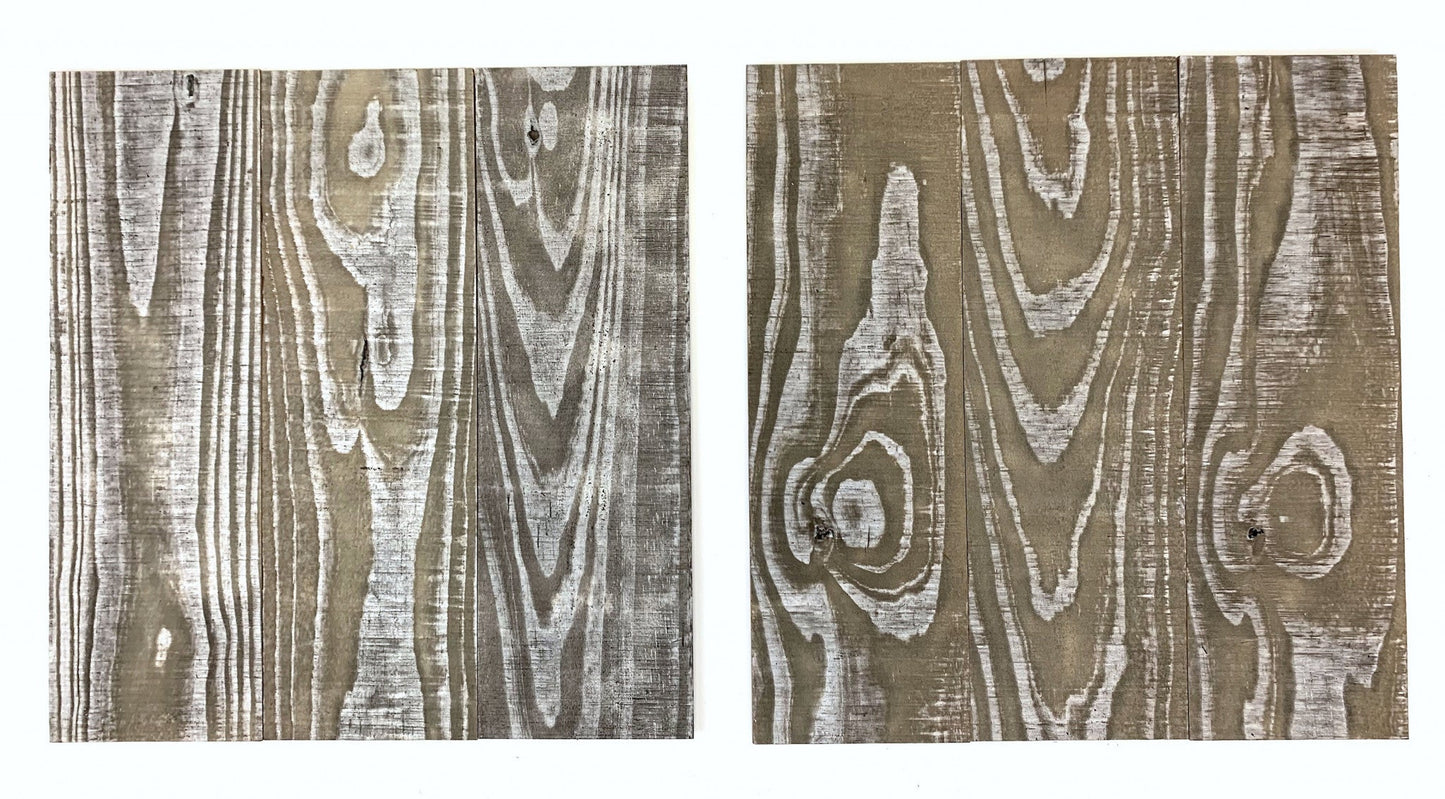 HomeRoots Set of Two Greywash and Natural Wood Wall Art Hanging Panels