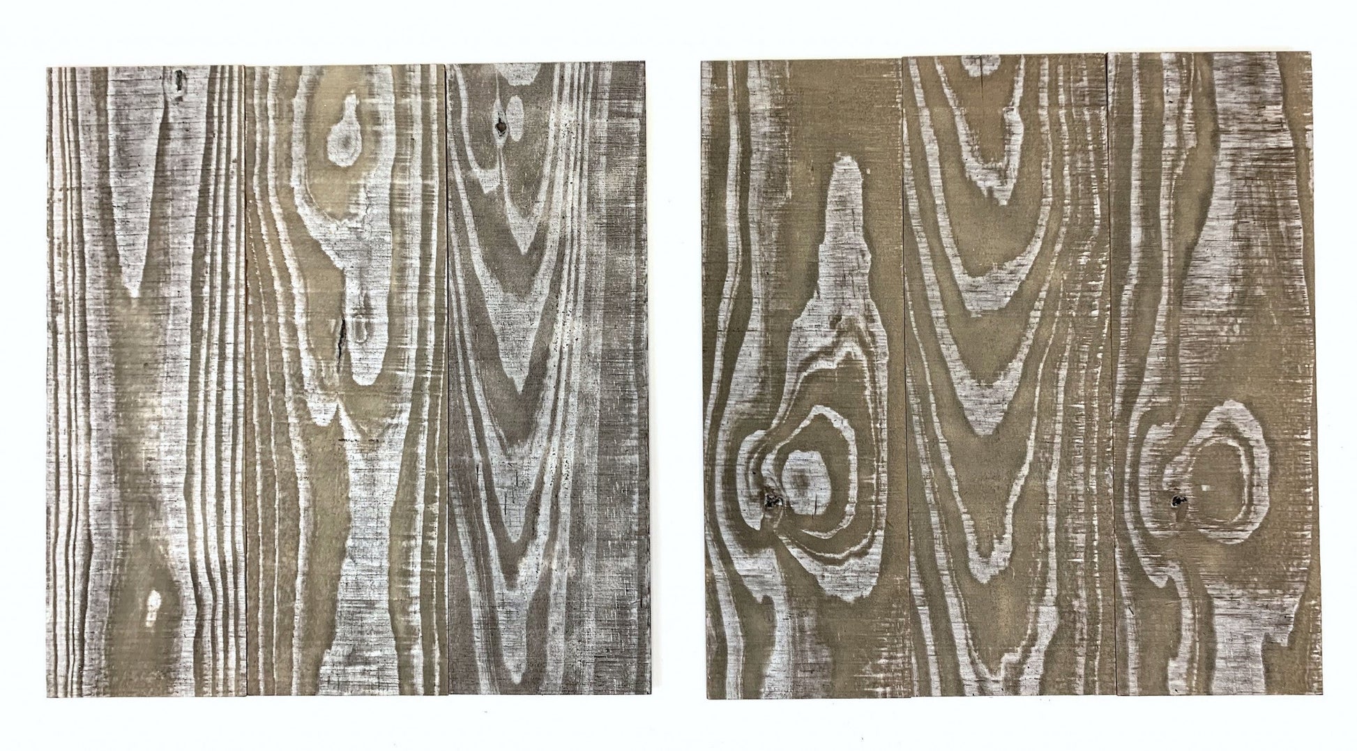 HomeRoots Set of Two Greywash and Natural Wood Wall Art Hanging Panels