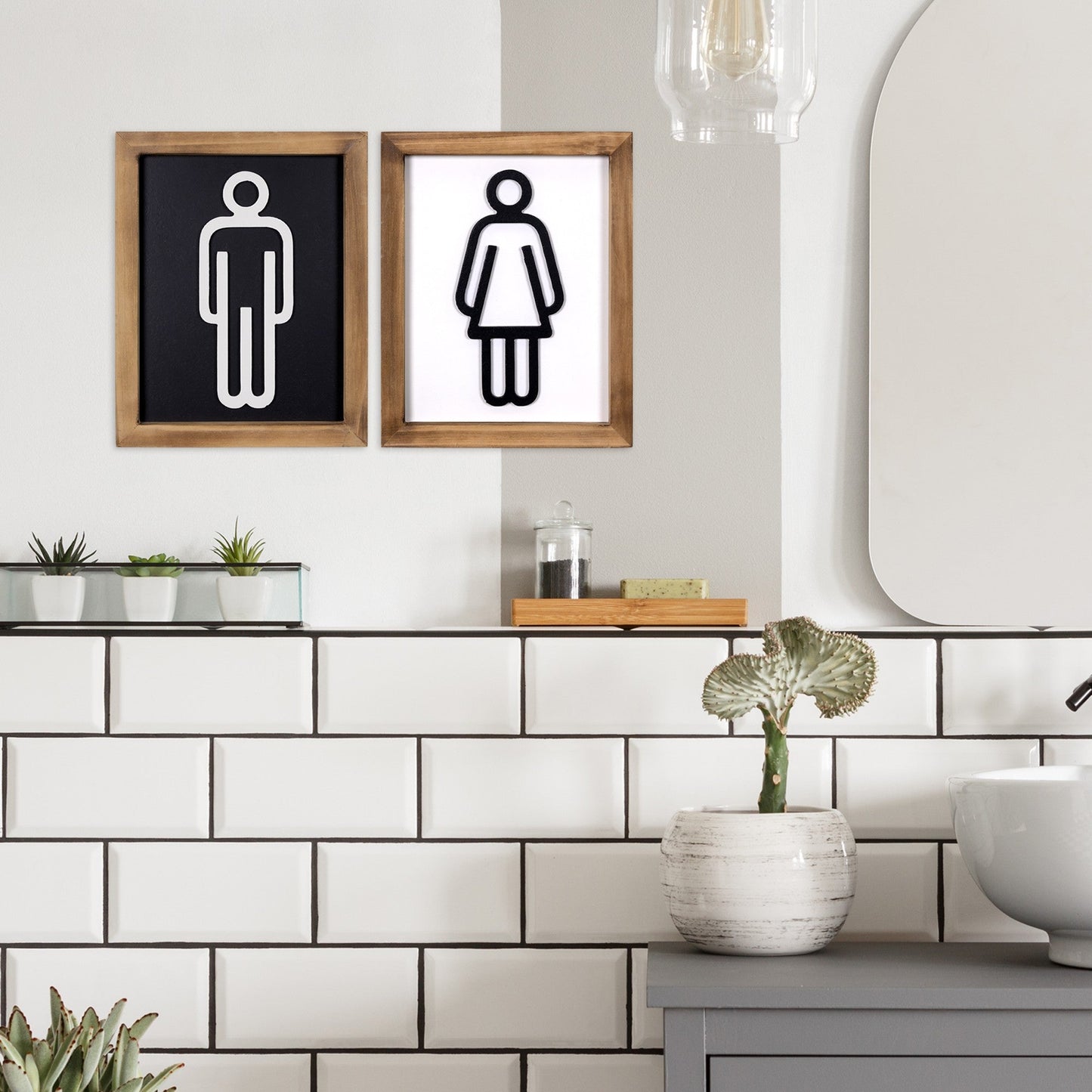 HomeRoots Set of Two His and Hers Bathroom Wall Art