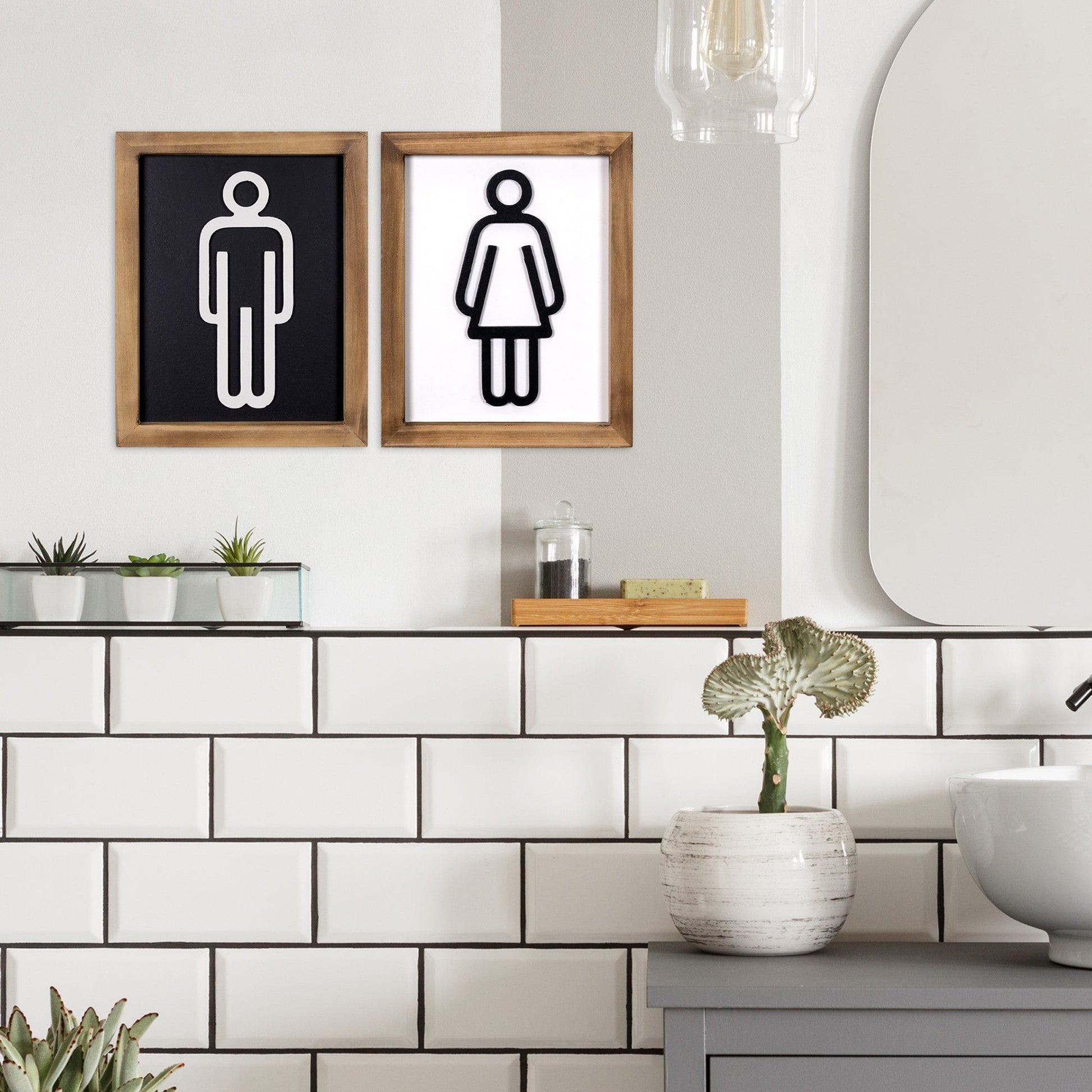 HomeRoots Set of Two His and Hers Bathroom Wall Art