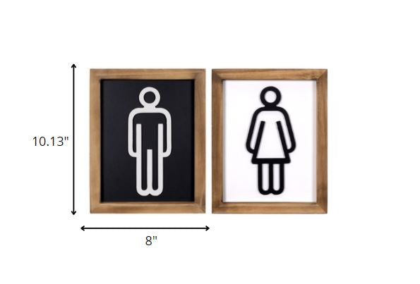 HomeRoots Set of Two His and Hers Bathroom Wall Art