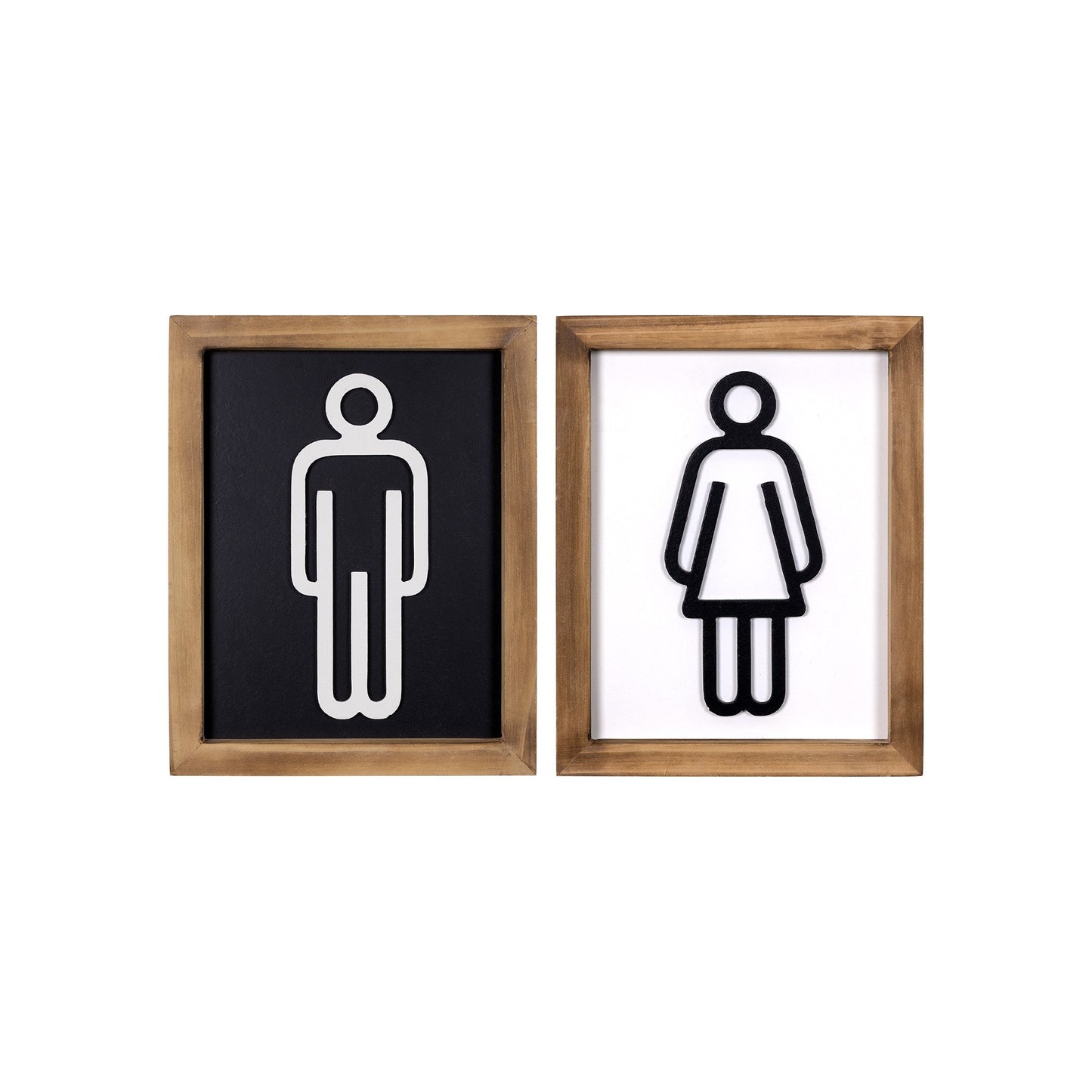 HomeRoots Set of Two His and Hers Bathroom Wall Art