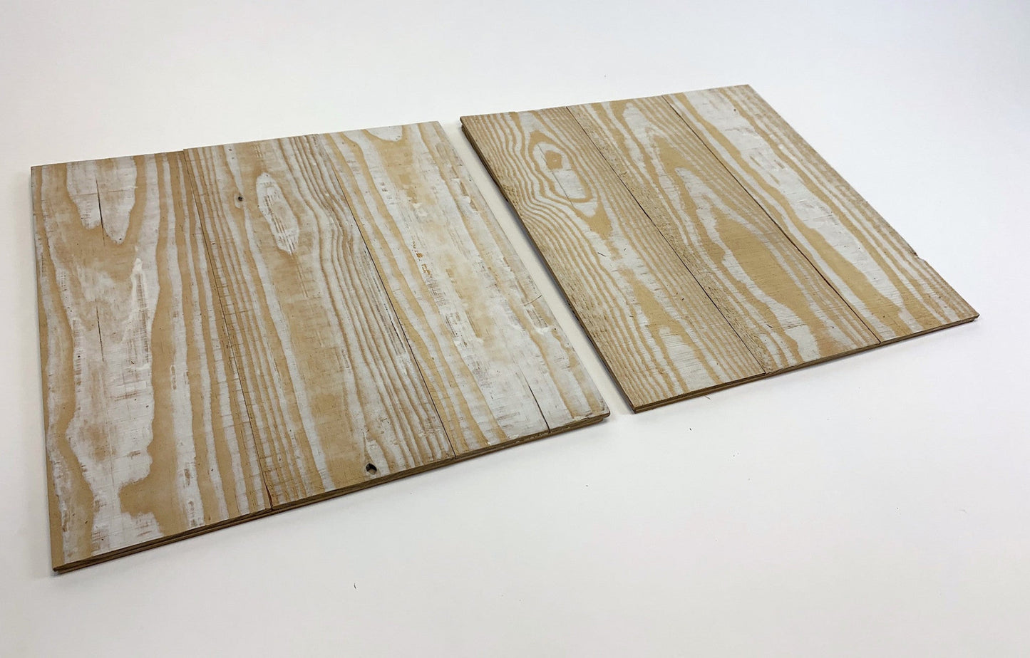 HomeRoots Set of Two Whitewash and Natural Wood Wall Art Hanging Panels