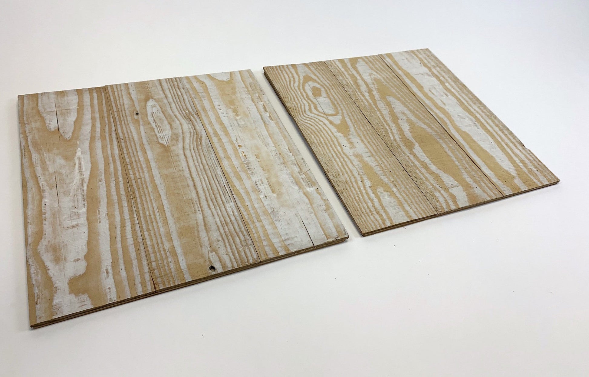 HomeRoots Set of Two Whitewash and Natural Wood Wall Art Hanging Panels