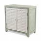 HomeRoots Shutter Accent Cabinet With Sea Salt Blue and White Finish