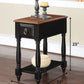 HomeRoots Side Table, Black & Oak - Rubber Wood, Ash Veneer Black & Oak