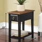 HomeRoots Side Table, Black & Oak - Rubber Wood, Ash Veneer Black & Oak