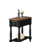 HomeRoots Side Table, Black & Oak - Rubber Wood, Ash Veneer Black & Oak