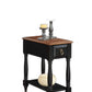 HomeRoots Side Table, Black & Oak - Rubber Wood, Ash Veneer Black & Oak