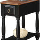 HomeRoots Side Table, Black & Oak - Rubber Wood, Ash Veneer Black & Oak