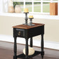 HomeRoots Side Table, Black & Oak - Rubber Wood, Ash Veneer Black & Oak