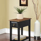 HomeRoots Side Table, Black & Oak - Rubber Wood, Ash Veneer Black & Oak