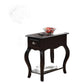 HomeRoots Side Table Black - Rubber Wood Cherry Venee Black