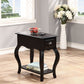 HomeRoots Side Table Black - Rubber Wood Cherry Venee Black