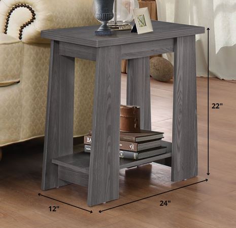 HomeRoots Side Table, Dark Gray Oak - Particle Board w/Paper Ve Dark Gray