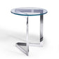 HomeRoots Side Table Round With Clear Glass Top and Stainless Steel Base