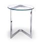 HomeRoots Side Table Round With Clear Glass Top and Stainless Steel Base