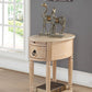 HomeRoots Side Table White Washed - Rubber Wood Oak Veneer White Washed