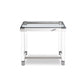 HomeRoots Side Table With 10 mm Tempered Clear Glass Top and Polished Stainless Steel Frame Acrylic Legs