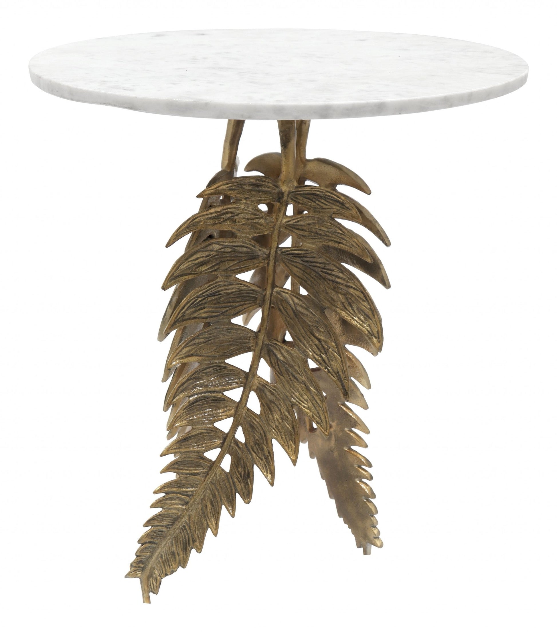 HomeRoots Side Table With Gold Leaf Base