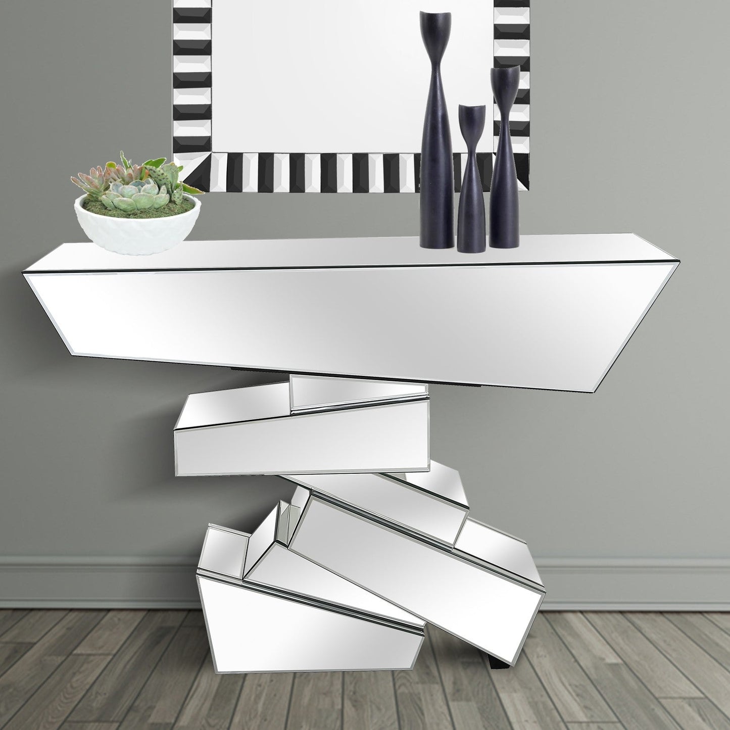 HomeRoots Silver 3D Console Table